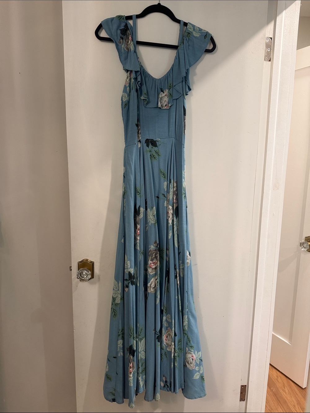Trashy Diva Blue Floral Ruffle Maxi Dress